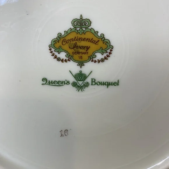 Antique Continental Ivory Germany Queens Bouquet 7.5" Plate - Picture 5 of 8